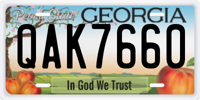 GA license plate QAK7660