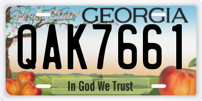 GA license plate QAK7661