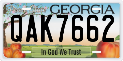GA license plate QAK7662