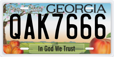 GA license plate QAK7666