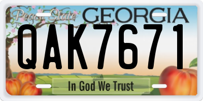 GA license plate QAK7671