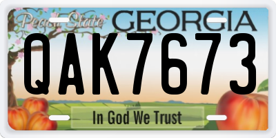 GA license plate QAK7673