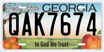 GA license plate QAK7674