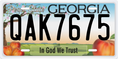 GA license plate QAK7675