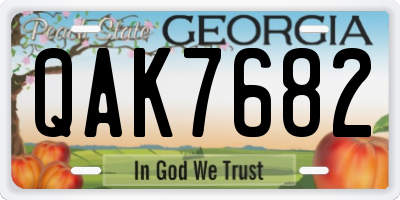 GA license plate QAK7682
