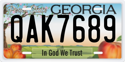GA license plate QAK7689