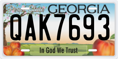GA license plate QAK7693