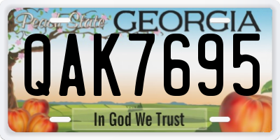 GA license plate QAK7695