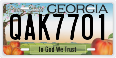 GA license plate QAK7701