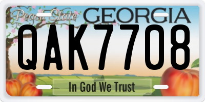 GA license plate QAK7708