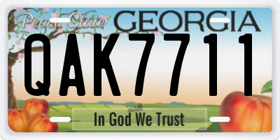 GA license plate QAK7711