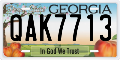 GA license plate QAK7713