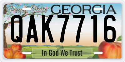 GA license plate QAK7716