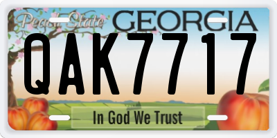 GA license plate QAK7717