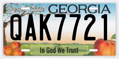 GA license plate QAK7721