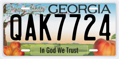 GA license plate QAK7724