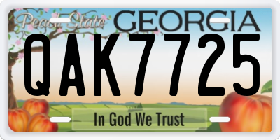 GA license plate QAK7725