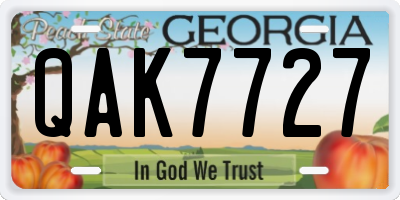 GA license plate QAK7727