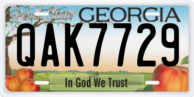 GA license plate QAK7729