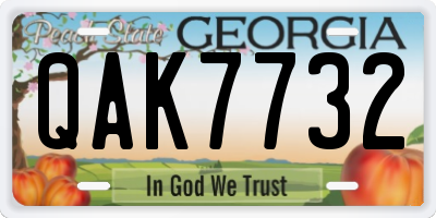 GA license plate QAK7732