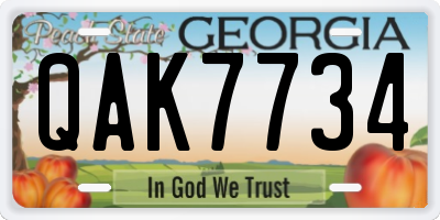GA license plate QAK7734