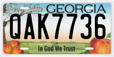 GA license plate QAK7736