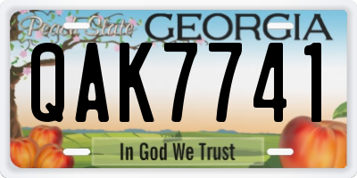 GA license plate QAK7741