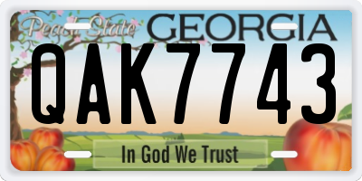 GA license plate QAK7743