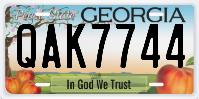 GA license plate QAK7744