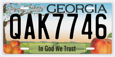 GA license plate QAK7746