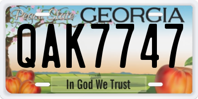 GA license plate QAK7747