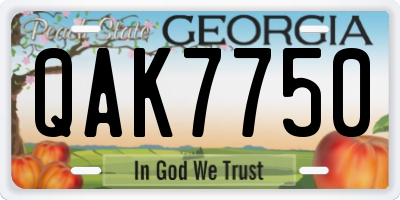 GA license plate QAK7750