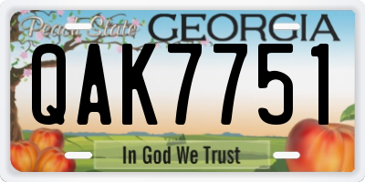 GA license plate QAK7751