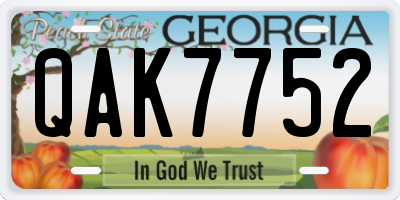 GA license plate QAK7752