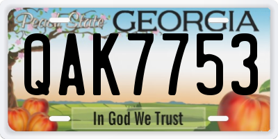 GA license plate QAK7753