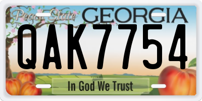 GA license plate QAK7754