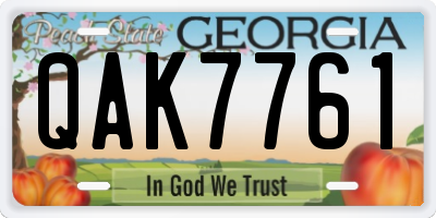GA license plate QAK7761