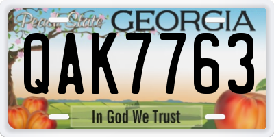 GA license plate QAK7763
