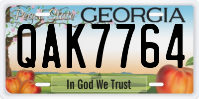 GA license plate QAK7764