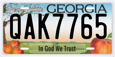 GA license plate QAK7765