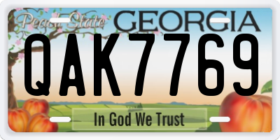 GA license plate QAK7769