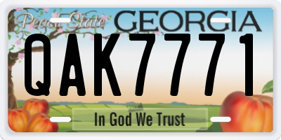 GA license plate QAK7771