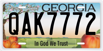 GA license plate QAK7772
