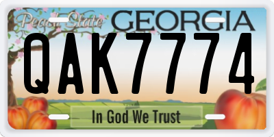 GA license plate QAK7774