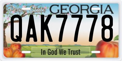 GA license plate QAK7778