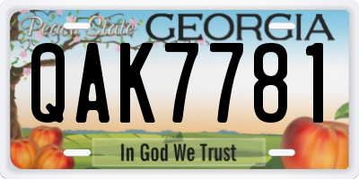 GA license plate QAK7781