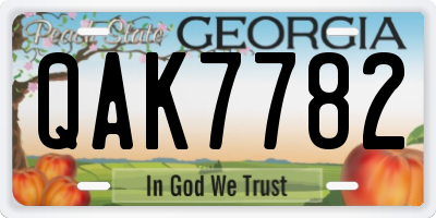 GA license plate QAK7782