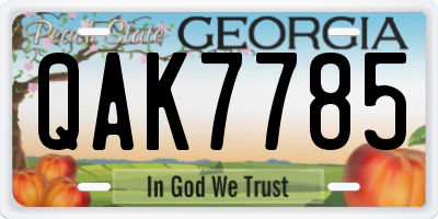 GA license plate QAK7785
