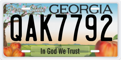 GA license plate QAK7792
