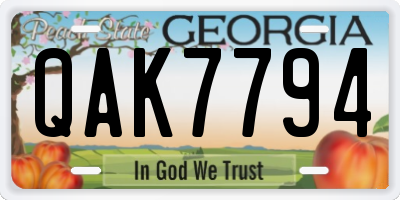 GA license plate QAK7794
